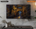 Moody Gothic Alley Frame TV Art, Barcelona Street Samsung Frame Digital Download, Dark Textured 4K TV Screensaver
