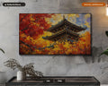Cozy Autumn Frame TV Art, East Asian Temple Samsung Frame Digital Download, 4K Textured Scenery