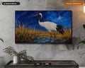 Cozy Crane Frame TV Art, Samsung Frame TV Digital Download, 4K Textured Bird Scenery