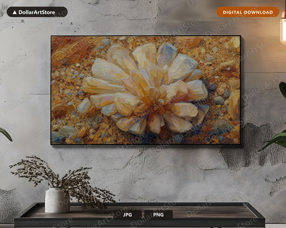 Cozy Textured Floral Frame TV Art, Samsung Frame TV Digital Download, Earthy Botanical Screensaver