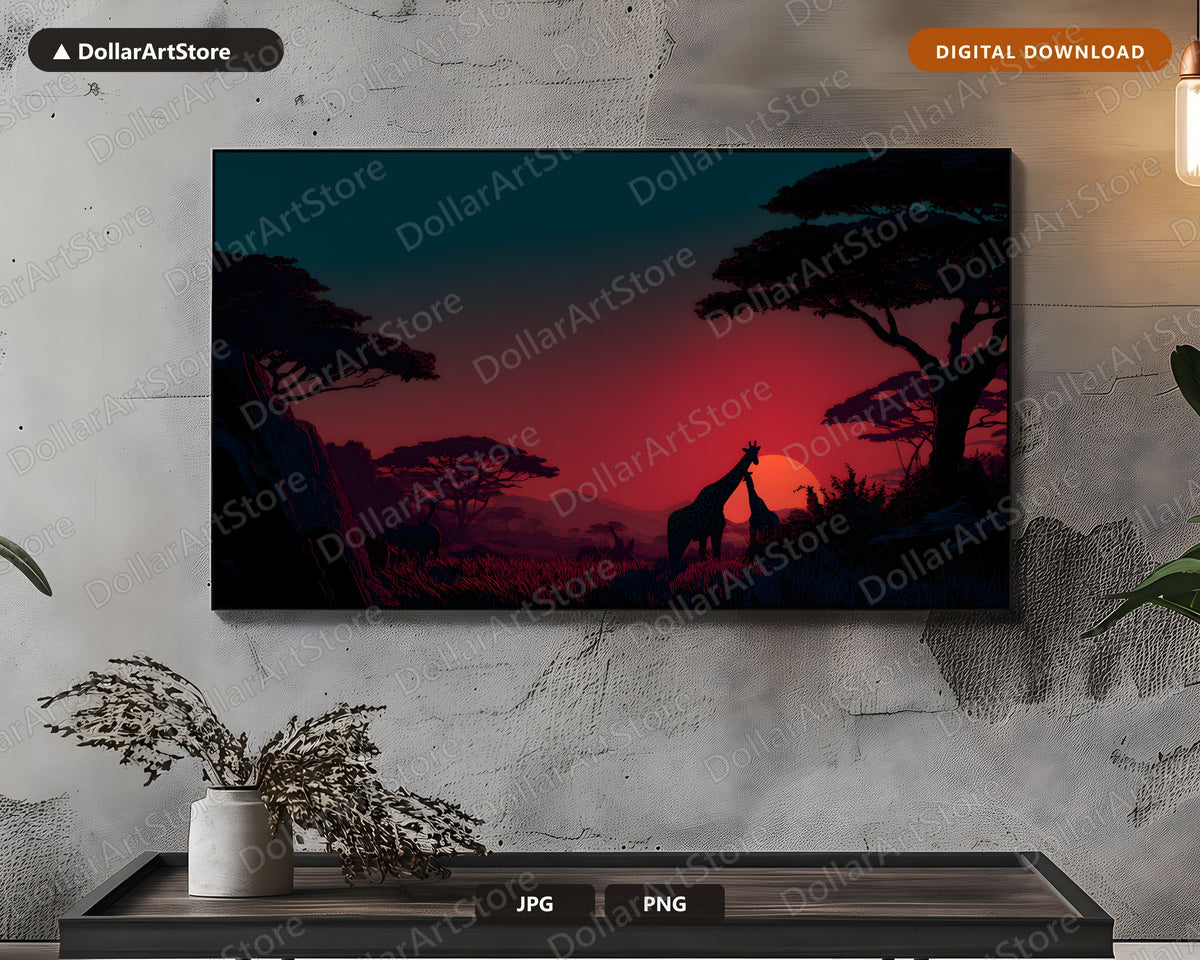 African Savanna Sunset Frame TV Art, Samsung Frame TV Digital Download 4K