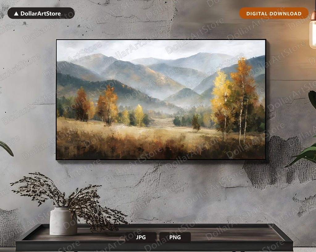 Moody Autumn Mountains Frame TV Art, Samsung Frame TV Digital Download, 4K Landscape
