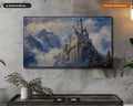 Cozy Castle Landscape Frame TV Art, Samsung Frame TV Digital Download, 4K Textured Mountain Scenery