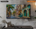 Cozy Tropical Frame TV Art, Samsung Frame TV Digital Download, 4K Colonial Street Scenery