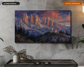 Textured Mountain Castle Frame TV Art, Scenic Landscape Digital Download, 4K TV Screensaver Art