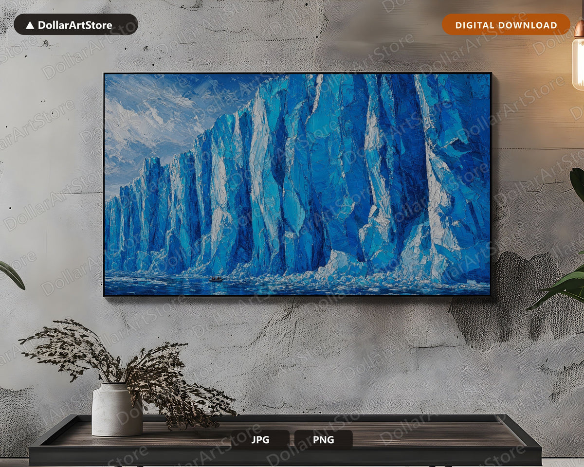 Cozy Arctic Ice Cliffs Frame TV Art, Samsung Frame TV Digital Download, 4K Textured Scenery