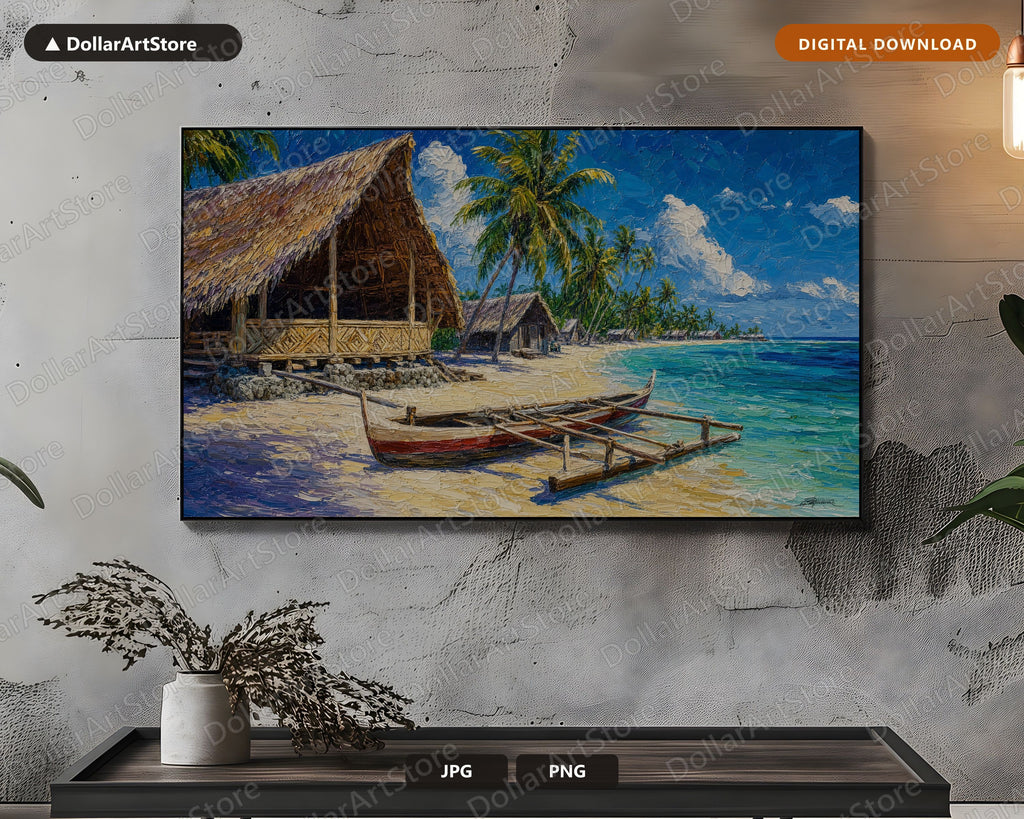 Tropical Atoll Scenery Frame TV Art, Samsung Frame TV Digital Download, 4K Beach Landscape
