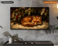 Cozy Fox Winter Frame TV Art, Samsung Frame TV Digital Download, 4K Textured Holiday Scenery