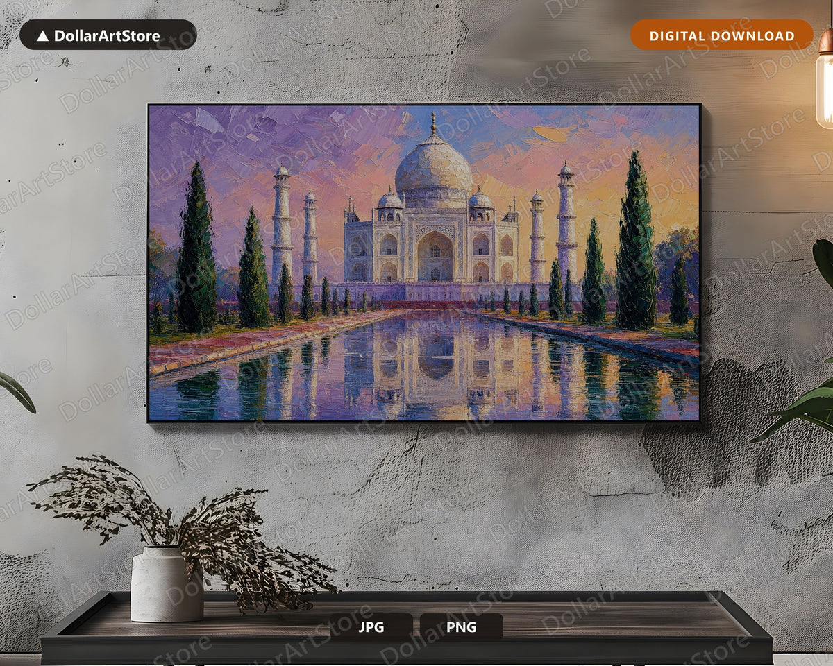 Cozy Taj Mahal Frame TV Art, Samsung Frame TV Digital Download, 4K Textured Scenery