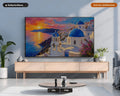 Cozy Santorini Sunset Frame TV Art, Samsung Frame TV Digital Download, 4K Textured Greek Island Scenery