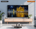 Golden Temple Night Frame TV Art, Cozy Scenery Samsung Digital Download, 4K Textured Waterfront TV Art