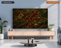 Holiday Frame TV Art, Red Berries Green Garland Samsung Frame TV Digital Download, Cozy Rustic Scenery