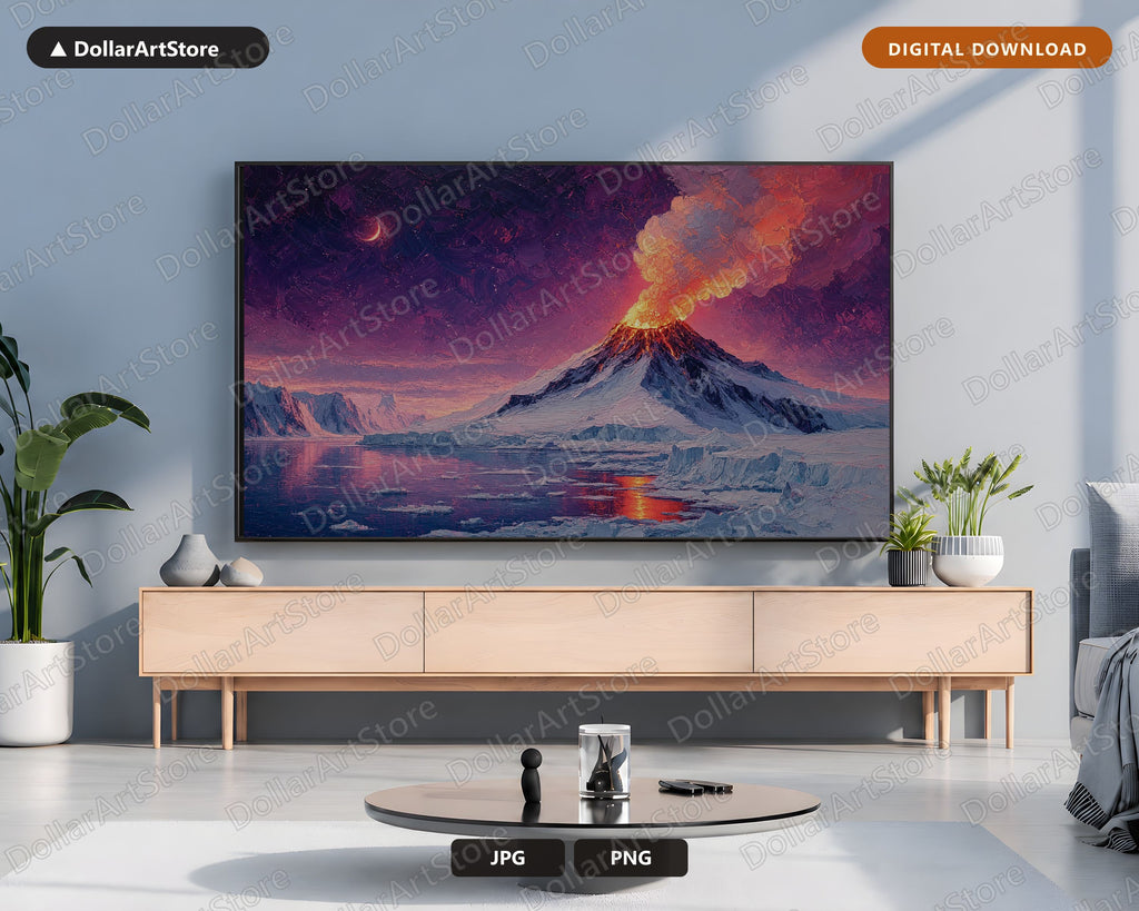 Erupting Winter Arctic Volcano Samsung Frame TV Art