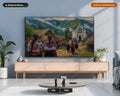 Cozy Mountain Village Frame TV Art, Samsung Frame TV Digital Download, 4K Textured Scenery