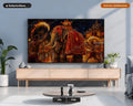 Cozy Textured Elephant Parade Frame TV Art, Samsung TV Digital Download, 4K Earthy Decor