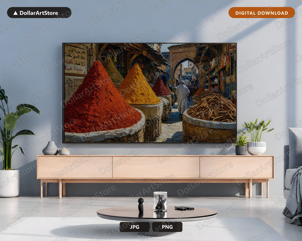 Cozy Spice Market Frame TV Art, Samsung Frame TV Digital Download, Textured Earthy Scenery 4K