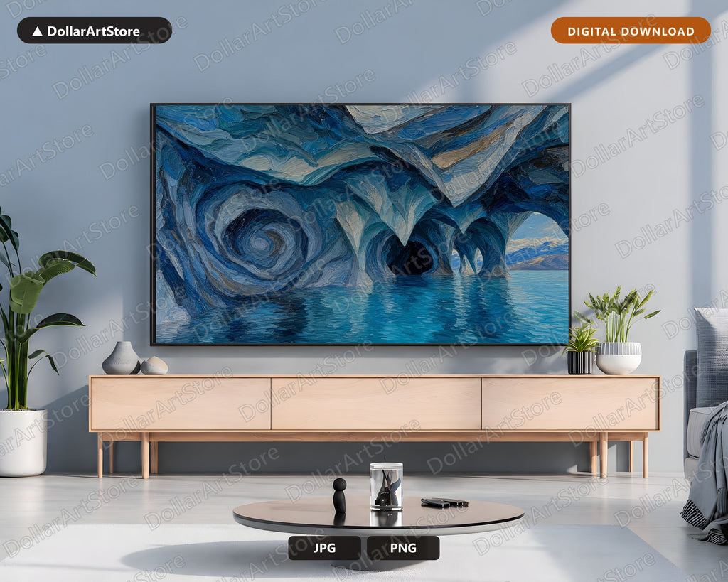 Cozy Arctic Ice Caves Frame TV Art, Samsung Frame TV Digital Download, 4K Textured Screensaver