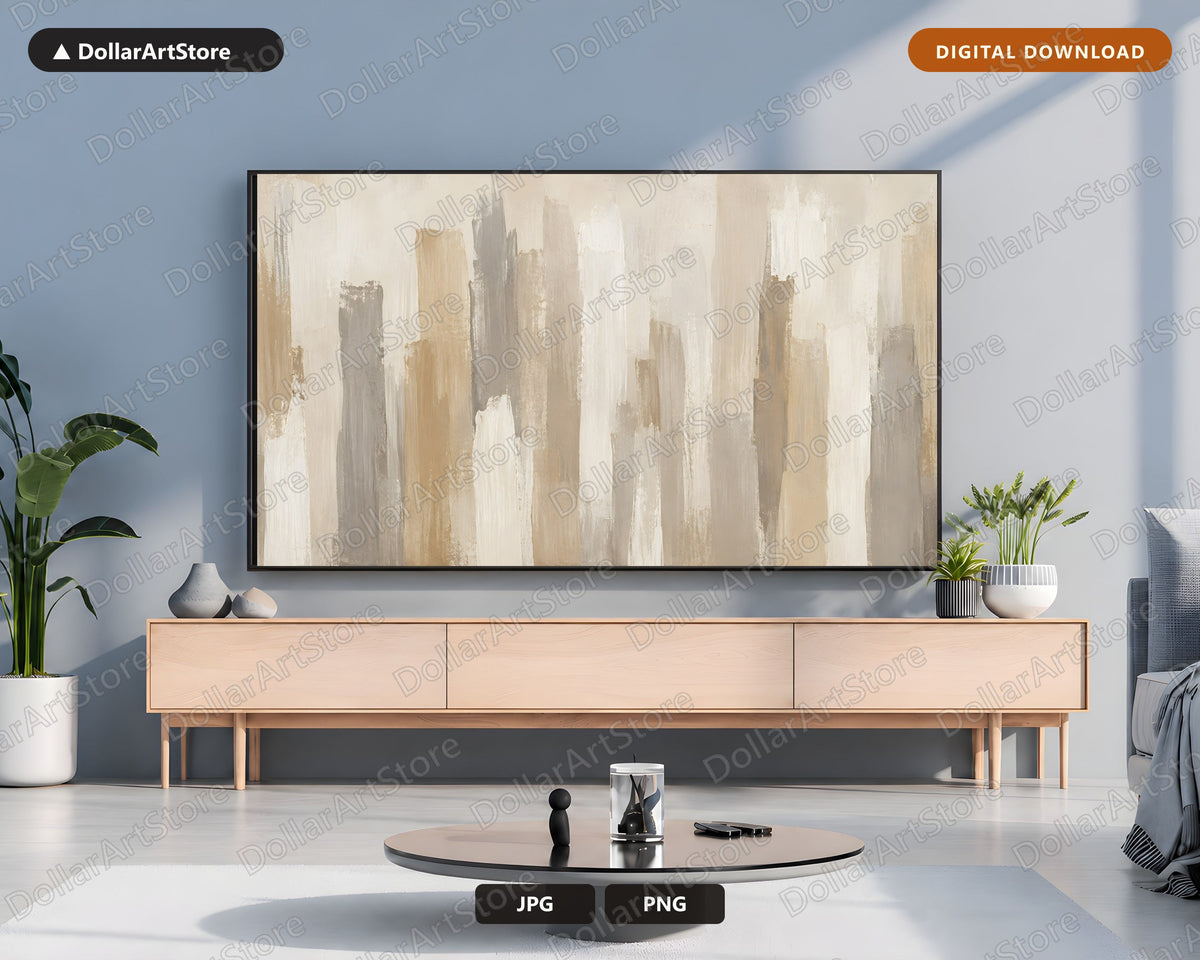 Neutral Abstract Cityscape Frame TV Art, Samsung Frame TV Digital Download, 4K Screensaver
