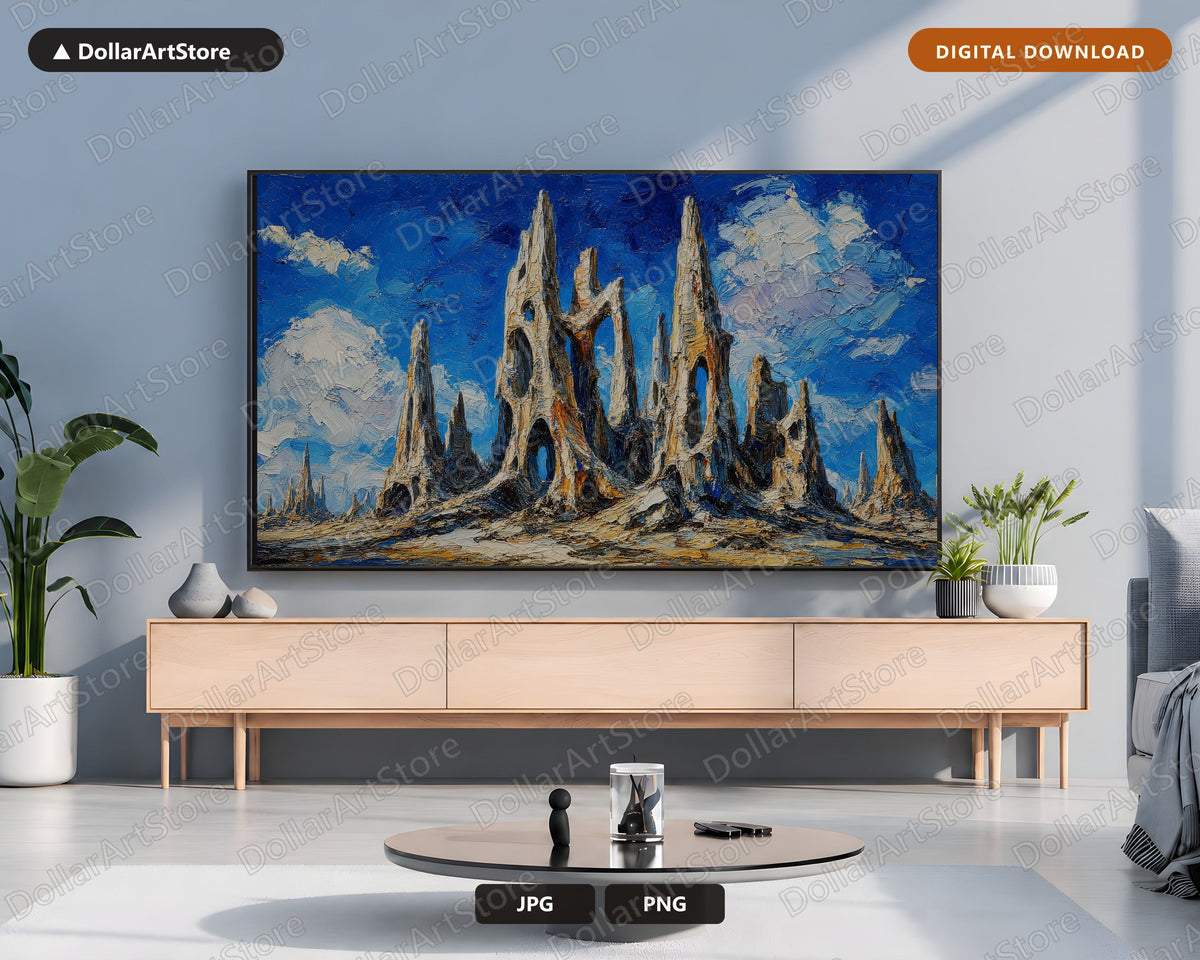 Cozy Barcelona Spires Frame TV Art, Textured Sagrada Familia Samsung TV Download 4K