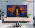 Cozy Sunset Frame TV Art, East Asian Temple Landscape, Samsung Frame TV Digital Download 4K