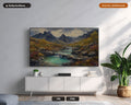 Cozy Textured Mountain Landscape Frame TV Art, Scenic Waterfall Valley Samsung Frame TV Download