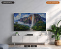 Cozy Tropical Waterfall Scenery Frame TV Art, Samsung Frame TV Digital Download, 4K Textured Landscape Art