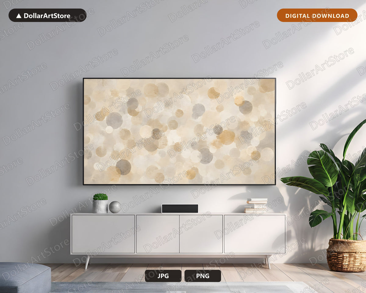 Neutral Abstract Circle Frame TV Art, Samsung Frame TV Digital Download, 4K Screensaver
