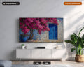 Cozy Mediterranean Bougainvillea Frame TV Art, Samsung Frame Digital Download, 4K Textured Coastal Screensaver