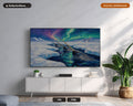 Cozy Arctic Narwhal in Polar Aurora Frame TV Art