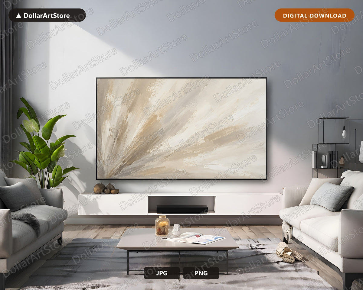 Neutral Abstract Frame TV Art, Samsung Frame TV Digital Download, 4K Minimalist Art
