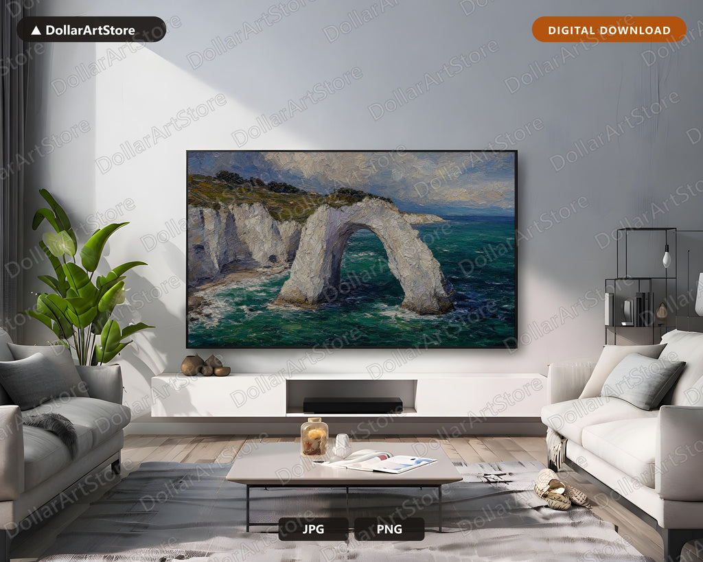 Cozy Coastal Scenery Frame TV Art, Samsung Frame TV Digital Download, 4K Textured Landscape