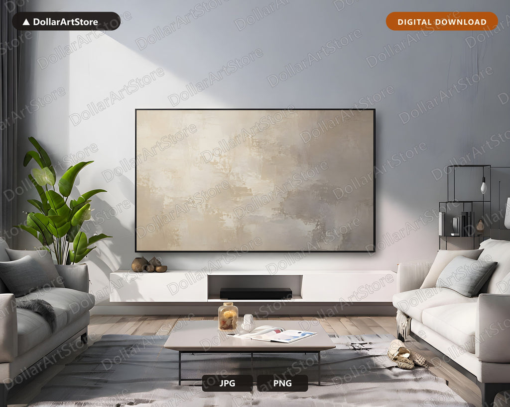 Neutral Abstract Frame TV Art, Samsung Frame TV Digital Download 4K