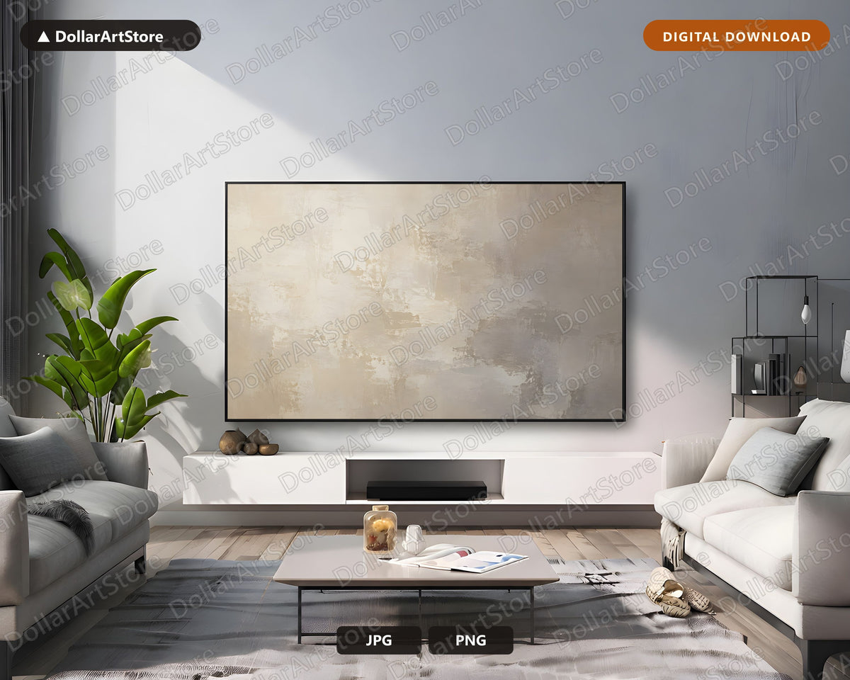 Neutral Abstract Frame TV Art, Samsung Frame TV Digital Download 4K