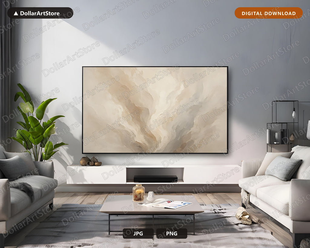 Neutral Abstract Frame TV Art, Samsung Frame TV Digital Download, 4K Minimalist