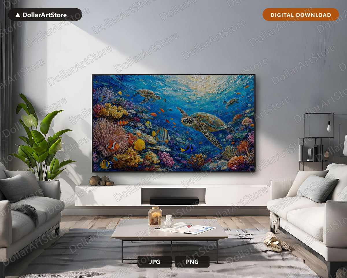 Cozy Tropical Reef Frame TV Art, Samsung Frame TV Digital Download, 4K Coral Underwater Screensaver