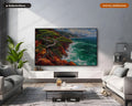 Cozy Coastal Frame TV Art, Wind-Swept Costa Brava Cliffs, Samsung Frame TV Digital Download, 4K