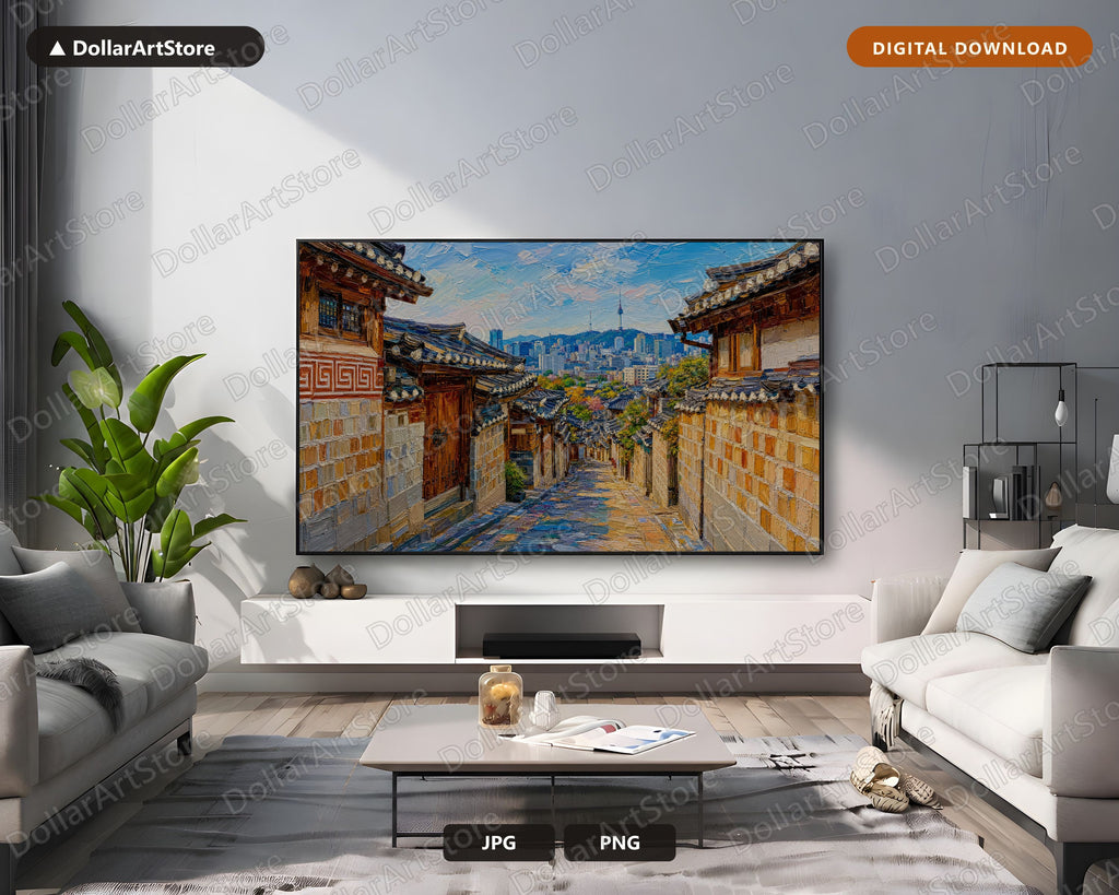 Cozy East Asia Scenery Frame TV Art, Samsung Frame Digital Download, 4K Textured Architectural TV Screensaver