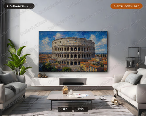 Colosseum Rome Frame TV Art, Textured Landscape Samsung Frame TV Digital Download 4K
