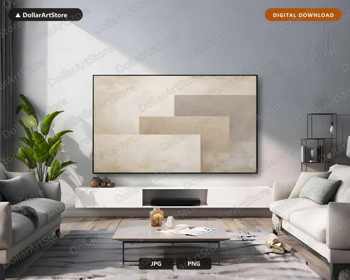 Neutral Minimalist Frame TV Art, Samsung Frame TV Digital Download, Modern Abstract 4K