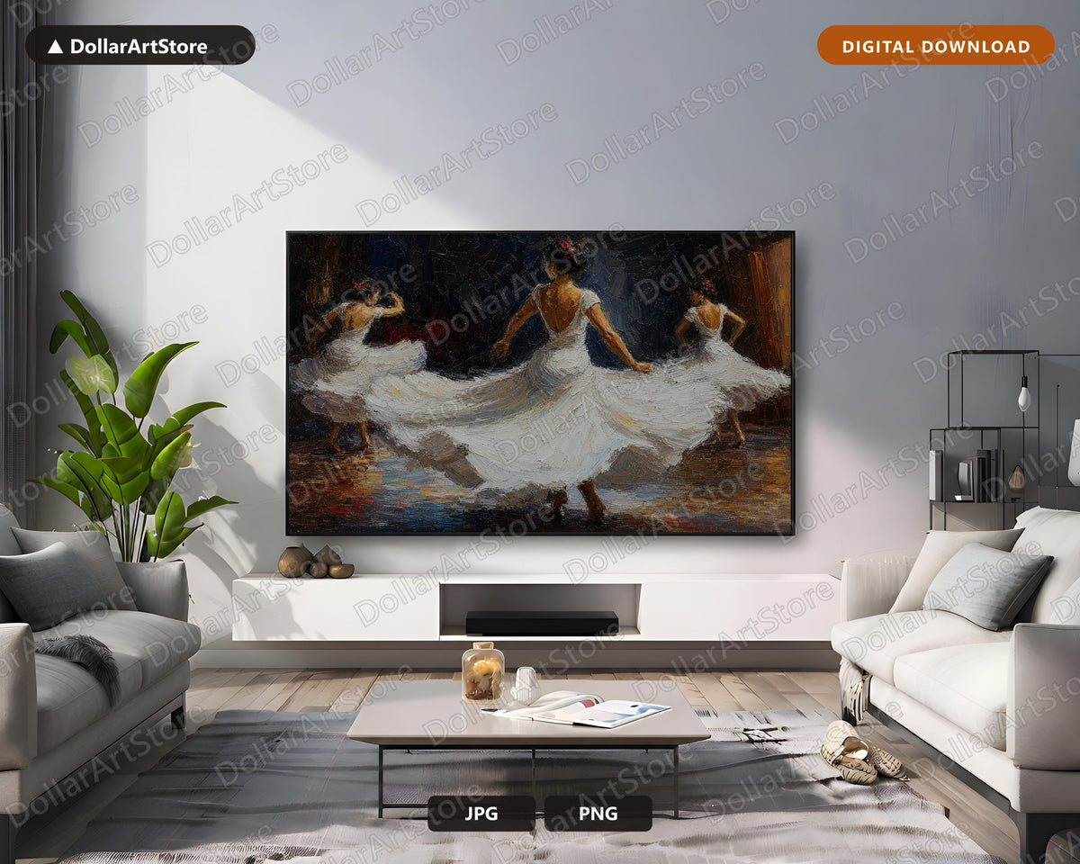 Cozy Classical Dance Frame TV Art, Textured Earthy Figures Samsung Frame Digital Download 4K