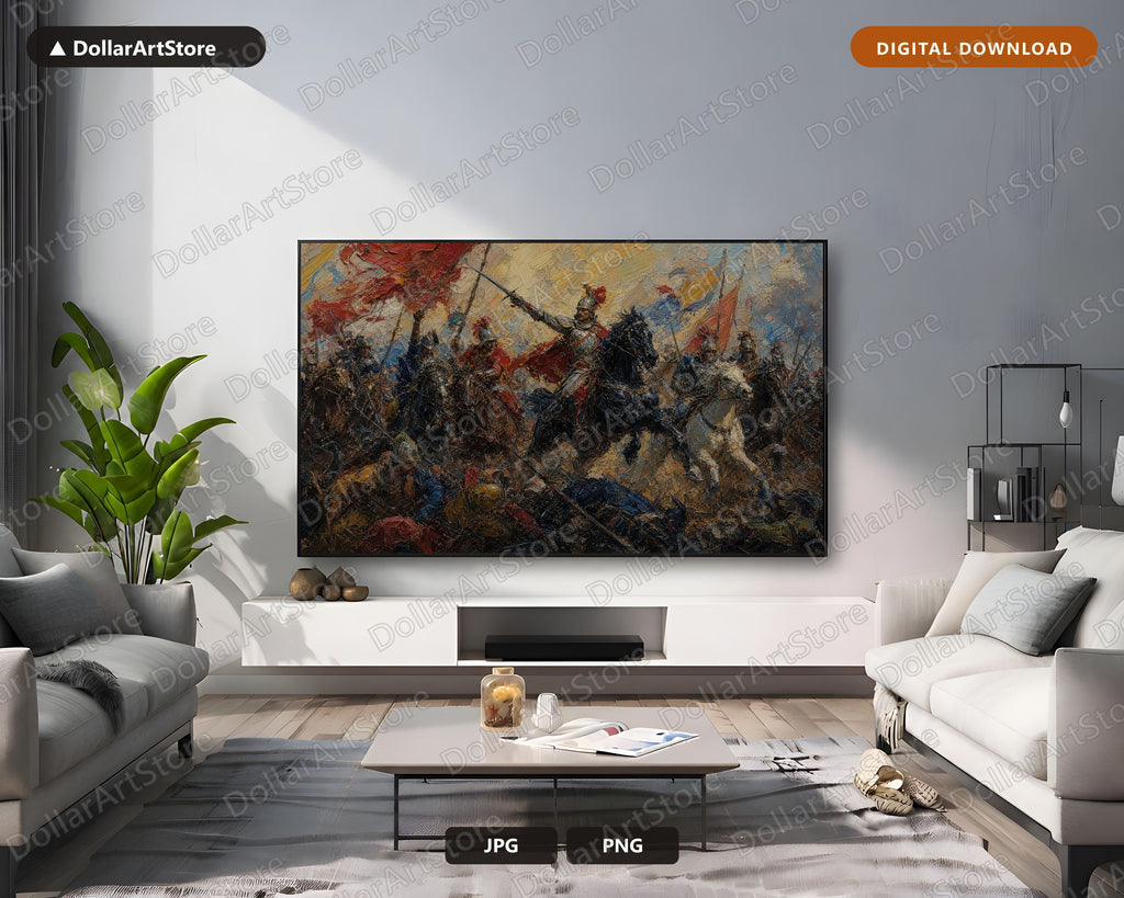 North Africa Battle Scene Frame TV Art, Moody Historical Landscape, Samsung Frame TV 4K Digital Download
