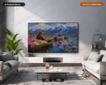 Cozy Lake Landscape Frame TV Art, South Asia Water Lilies, Samsung Frame TV 4K Digital Download