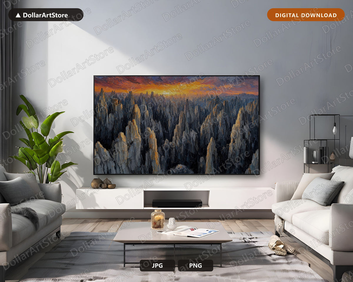 Cozy Earthy Landscape Frame TV Art, Samsung Frame Digital Download, 4K Textured Scenery
