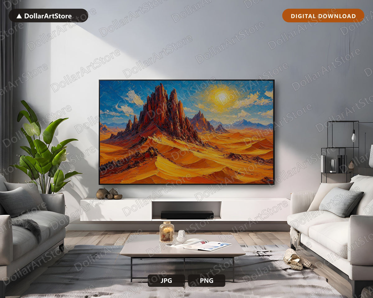 Cozy Desert Landscape Frame TV Art, Textured Middle East Scenery, Samsung Frame TV 4K Digital Download