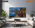 Cozy Lake Village Frame TV Art, Samsung Frame TV Digital Download, 4K Scenic Landscape Screensaver