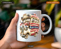 Vintage RV Camper American Flag Mug, Patriotic Coffee Mug Gift