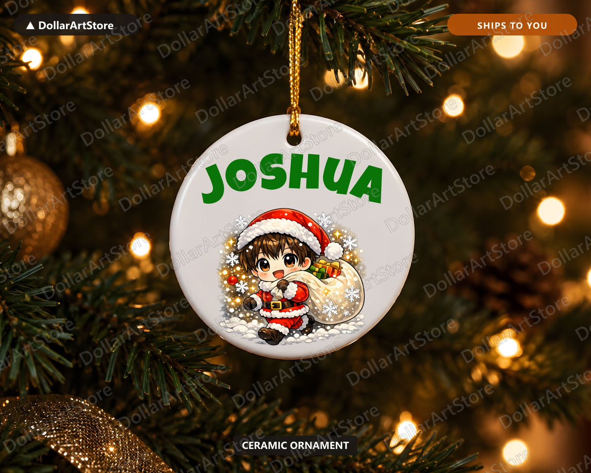 Anime Chibi Santa Christmas Ornament, Ceramic Tree Ornament Holiday Gift