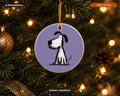 Whimsical Dog Doodle Christmas Ornament, Ceramic Tree Ornament, Holiday Gift