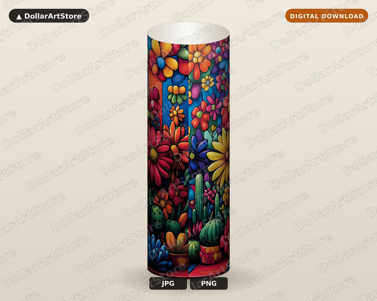 Kawaii Flower Tumbler Wrap PNG, 20 oz Skinny Tumbler Sublimation Design
