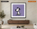Simple Dog Doodle Sketch Black & White Purple Background Digital Download